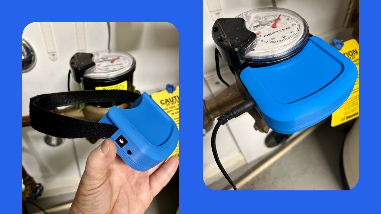 Person installing SenseQ sensor on water meter